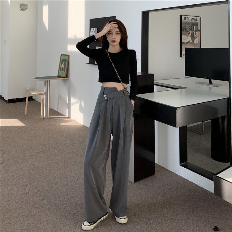 Dute - Asymmetrical Wide Leg Dress Pants | YesStyle