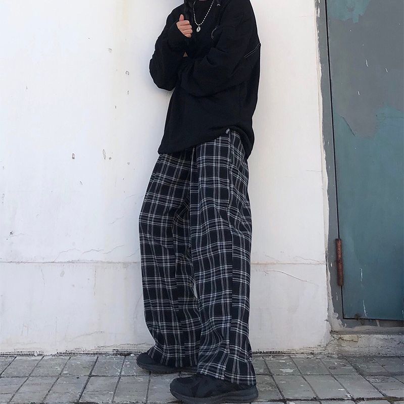 tartan wide leg pants