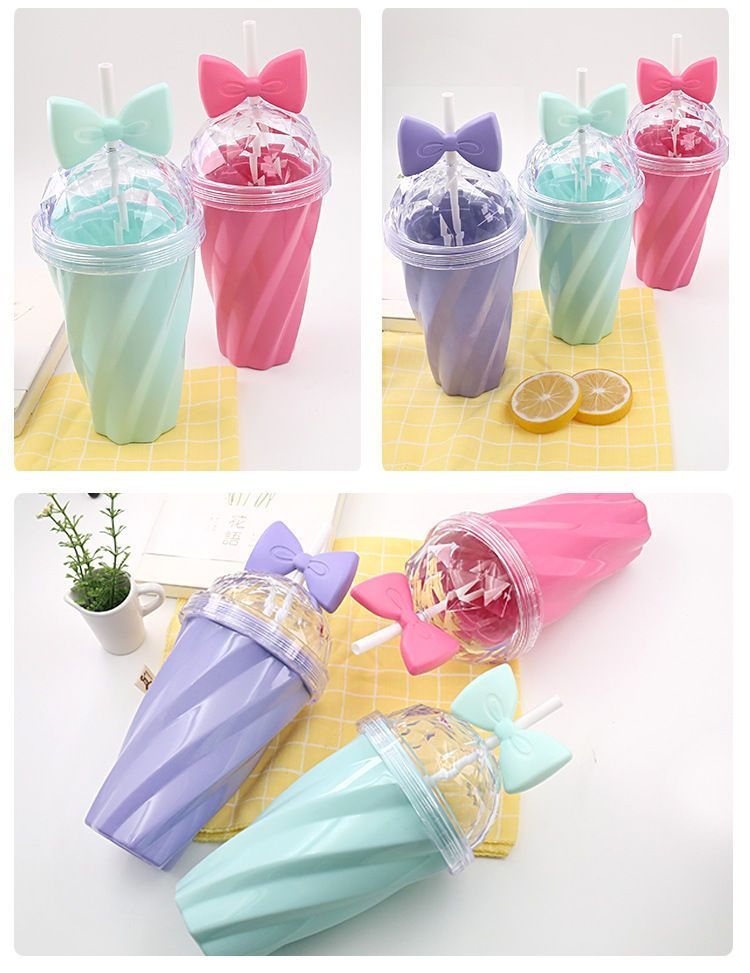 KAZZED Bow Plastic Tumbler with Drinking Straw | YesStyle