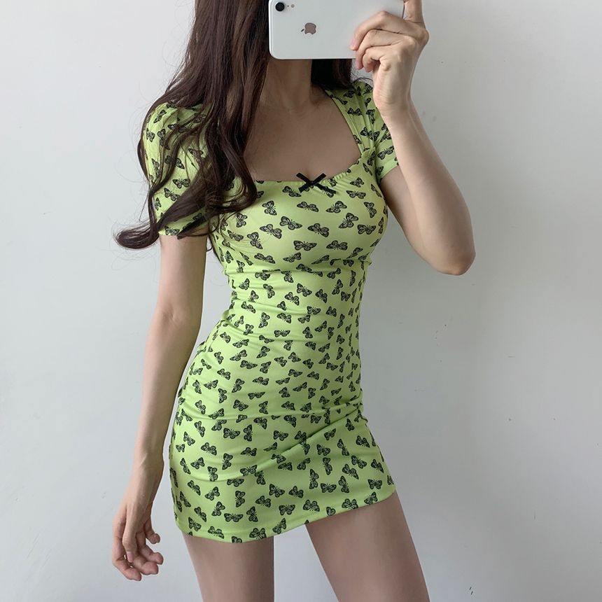 Short-Sleeve Strawberry Butterfly Print 