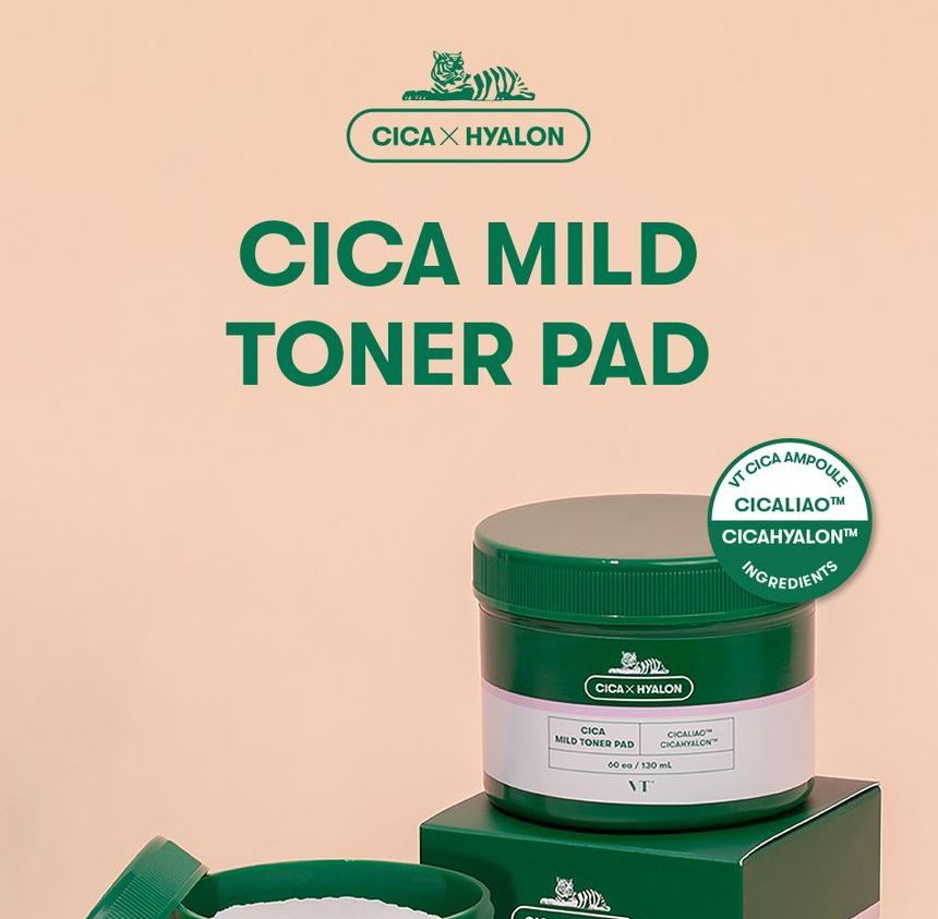  VT Cosmetics CICA Mild Toner Pad (60 Pads), Facial Toner Pads  for Daily Use - Exfoliating, Hydrating, Soothing, pH Balancing Toner with  BHA, Centella Asiatica Extract, Hyaluronic Acids : Beauty 