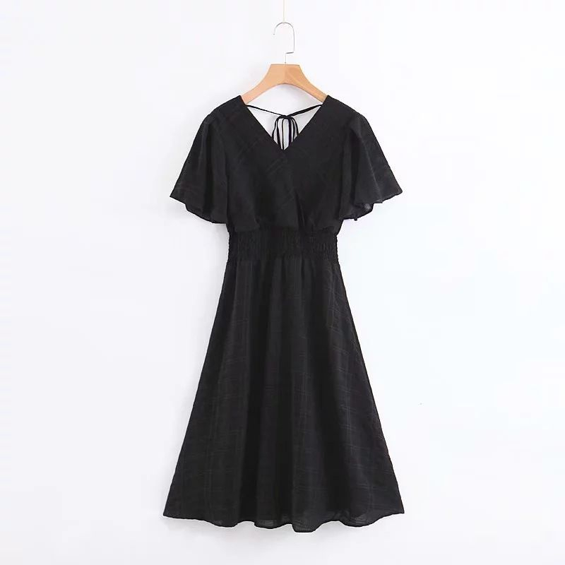 plain black a line dress