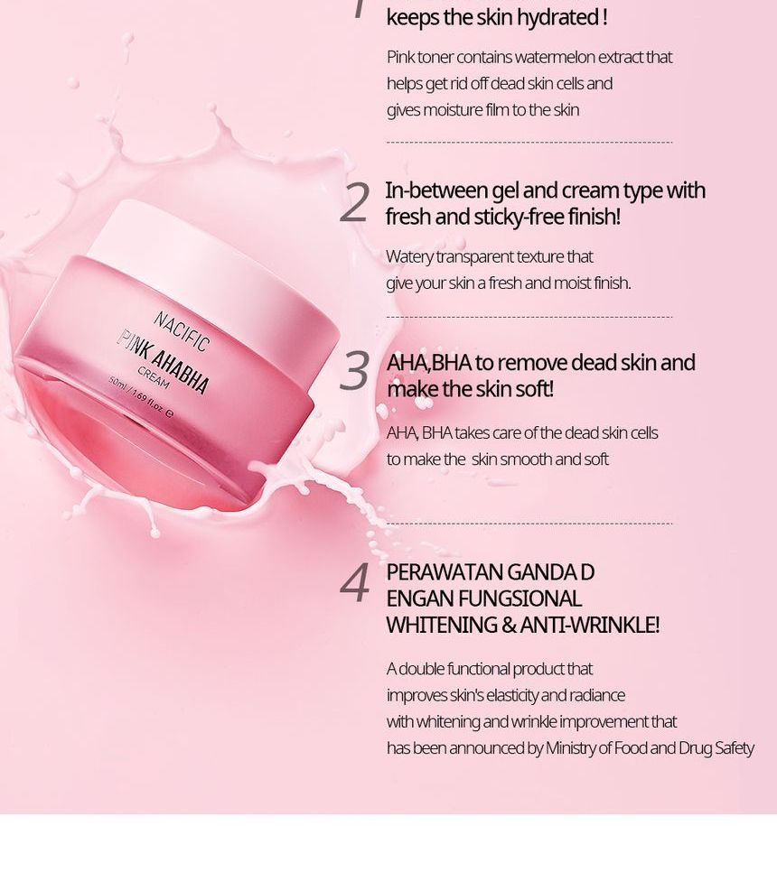 Buy Nacific - Pink AHA BHA Cream in Bulk | AsianBeautyWholesale.com