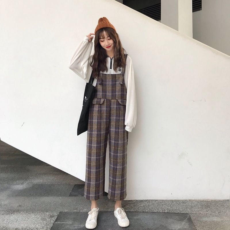 plaid jumper pants
