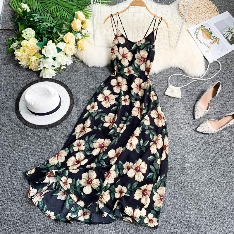 Lucuna Strappy Floral Print Midi Sundress | YesStyle