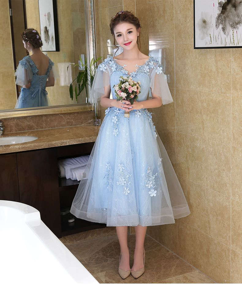 baby blue tea dress