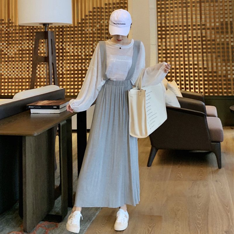 maxi skirt with long sleeve shirt