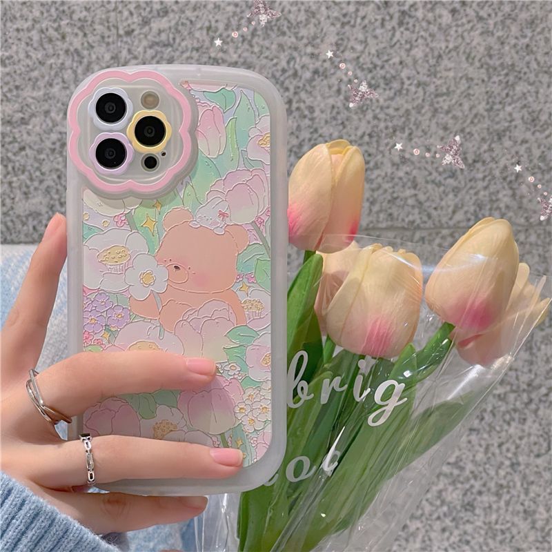 Kecase Bear Flower Phone Case Iphone 13 Pro Max 13 Pro 13 13 Mini 12 Pro Max 12 Pro 12 12 Mini 11 Pro Max 11 Pro 11 Se Xs Max Xs Xr X Yesstyle