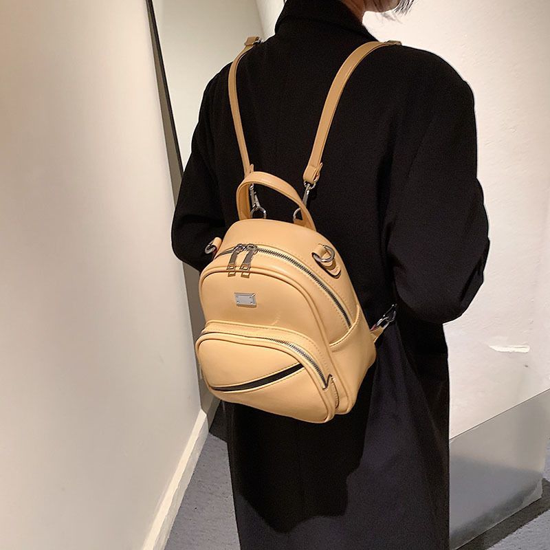 leather zip backpack