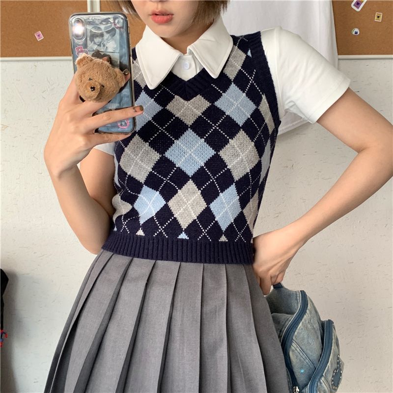 Pina Colada - Argyle Sweater Vest 