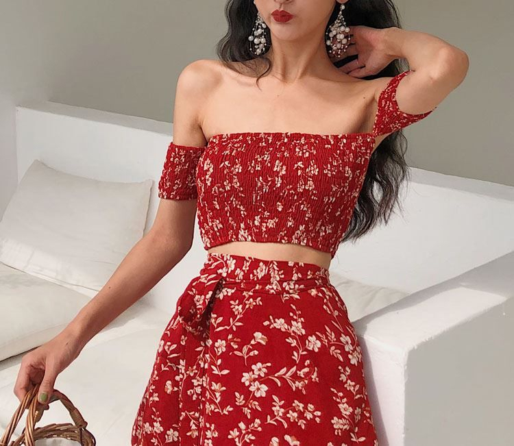 Floral Print Off-Shoulder Crop Top 