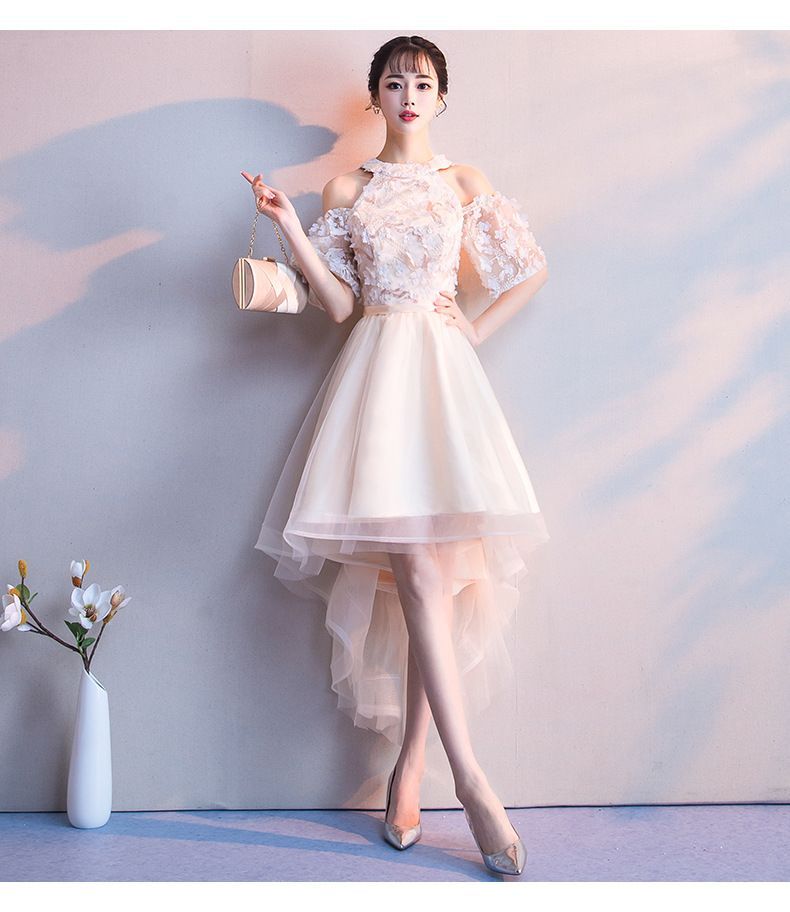 LEFFA Elbow-Sleeve / Cap-Sleeve Embroidered Short Prom Dress | YesStyle