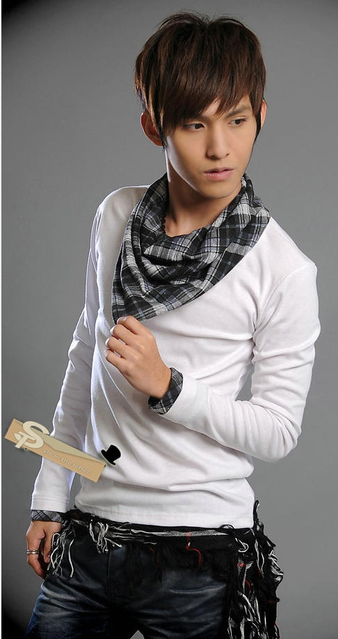 Free Shop - Inset Scarf Long-Sleeved T-Shirt | YesStyle