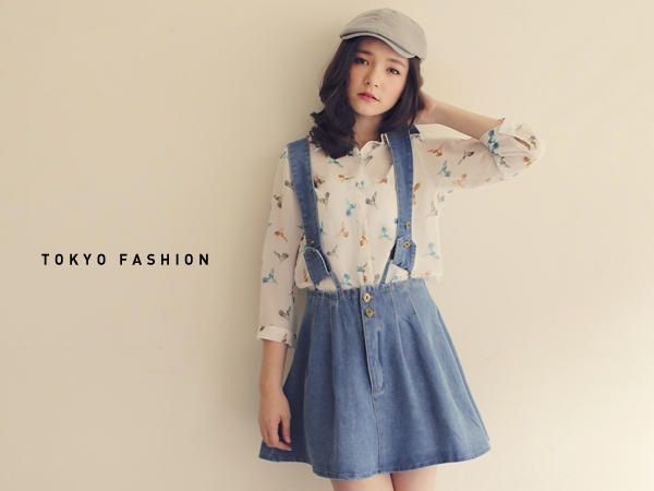 Tokyo Fashion Suspender Denim Skirt | YesStyle