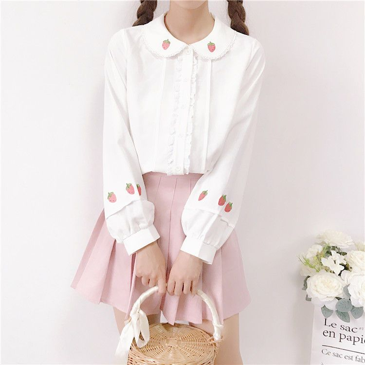 Cossita - Strawberry Embroidery Shirt 