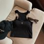 Scoop Neck Star Accent Buckled Padded Crop Tank Top