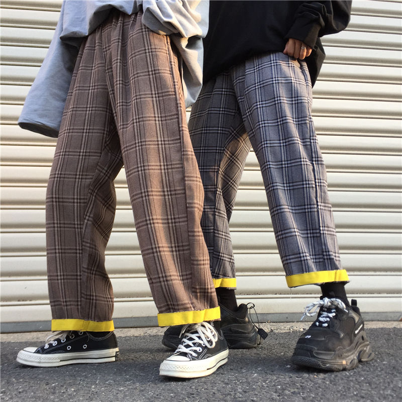 men's plaid straight leg pants