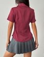 Short Sleeve Collared Stripe Slim-Fit Shirt