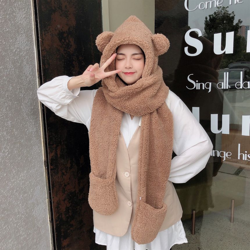 fleece hooded scarf