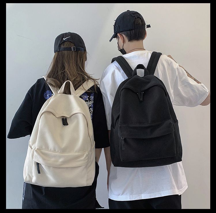 plain white canvas backpack