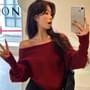 Off Shoulder Plain Sweater