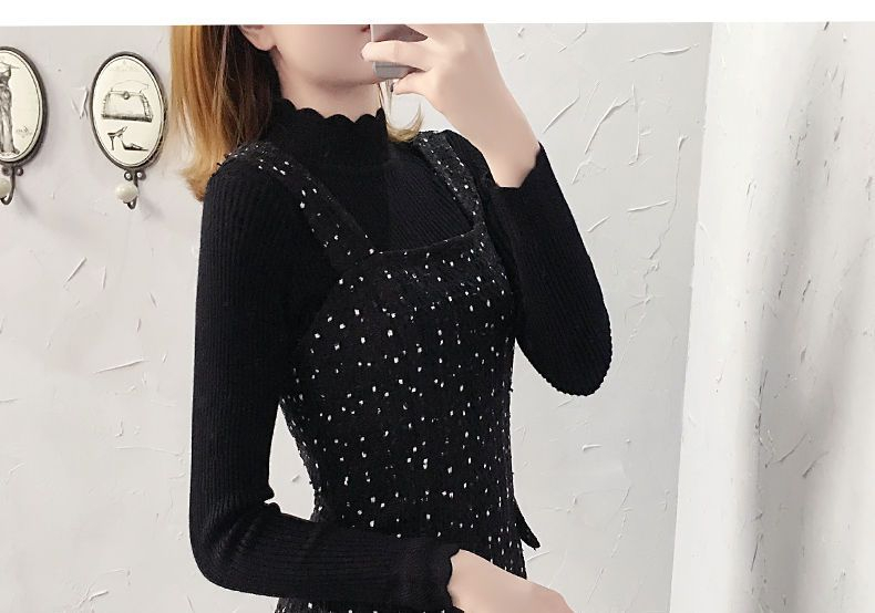 turtleneck and pinafore