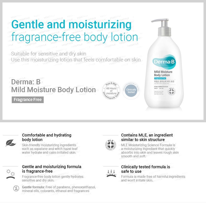 Buy Derma: B - Mild Moisture Body Lotion 400ml In Bulk ...