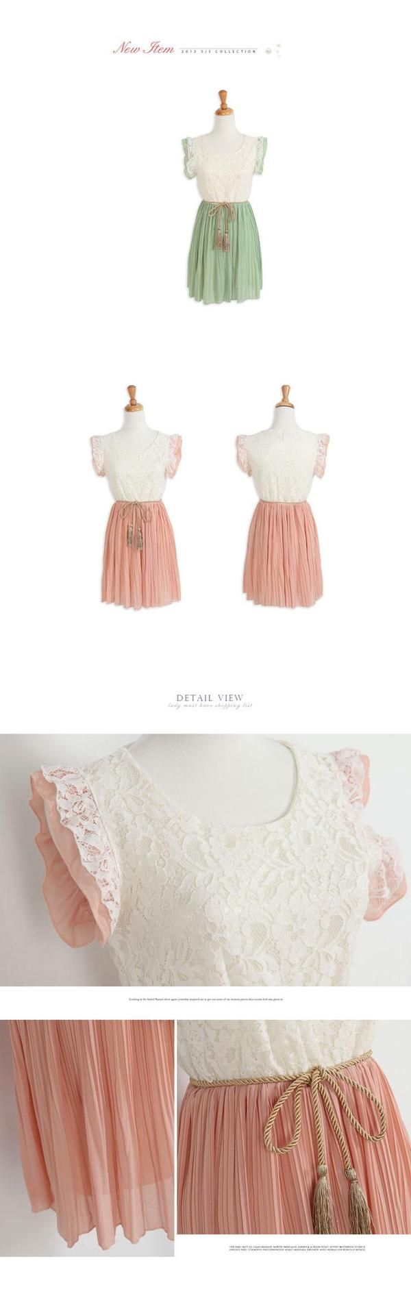 Tokyo Fashion Lace-Panel Pleated Dress | YesStyle