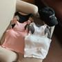 Scoop Neck Star Accent Buckled Padded Crop Tank Top