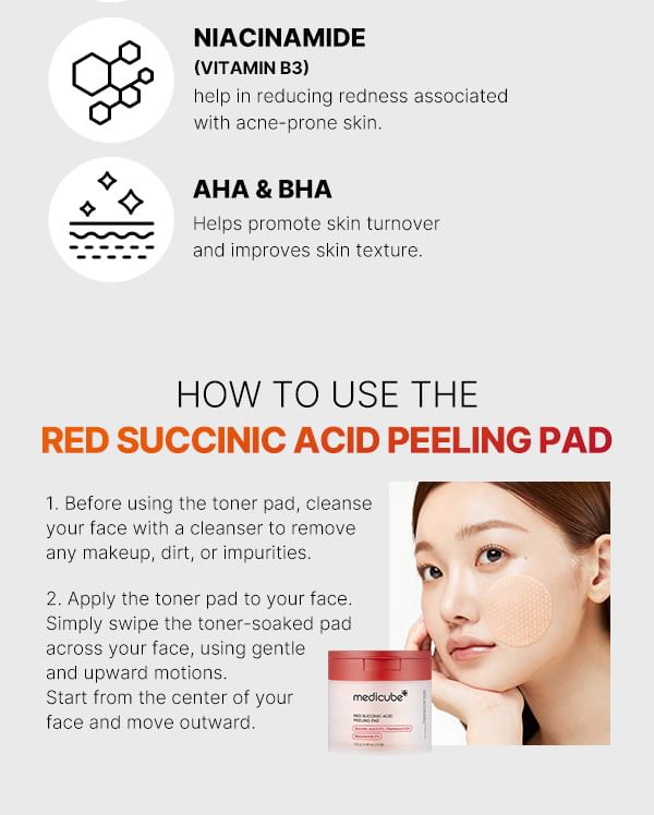Red Succinic Acid Peeling Pad