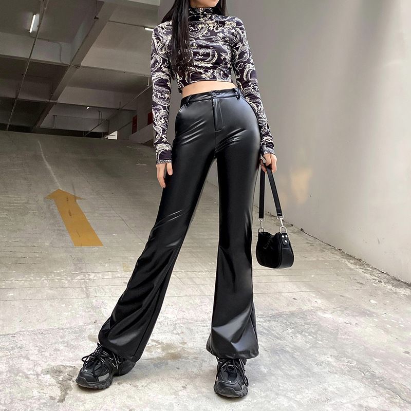 BrickBlack Faux Leather Boot Cut Pants | YesStyle