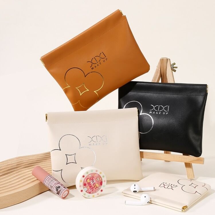 Izuzta Mini-Make-up-Tasche – Nylon, Wasserdicht, Weiß-blumig, 12,7x12x5 Cm, Für Geldbörse & Reise