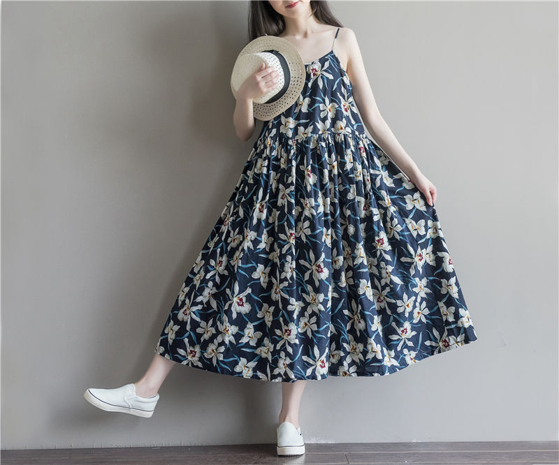 Snow Flower SpaghettiStrap Floral Midi Dress YesStyle