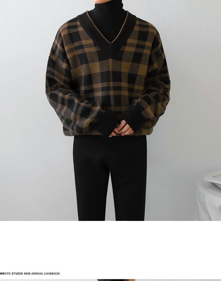 plaid long sleeve sweater