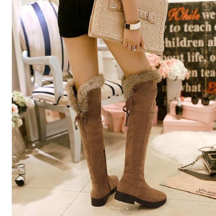 over the knee faux fur boots