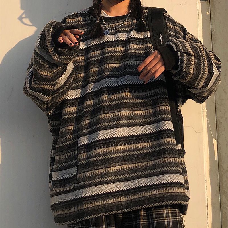 Home - Striped Loose Sweater | YesStyle