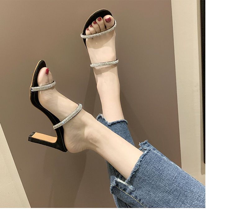 high heel slide sandals
