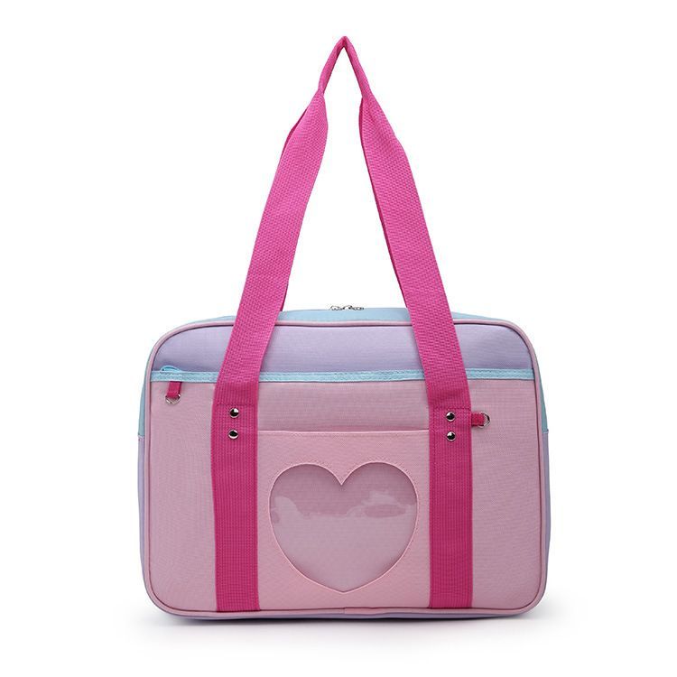 LIONA Heart Colour Block Travel Carryall Bag | YesStyle