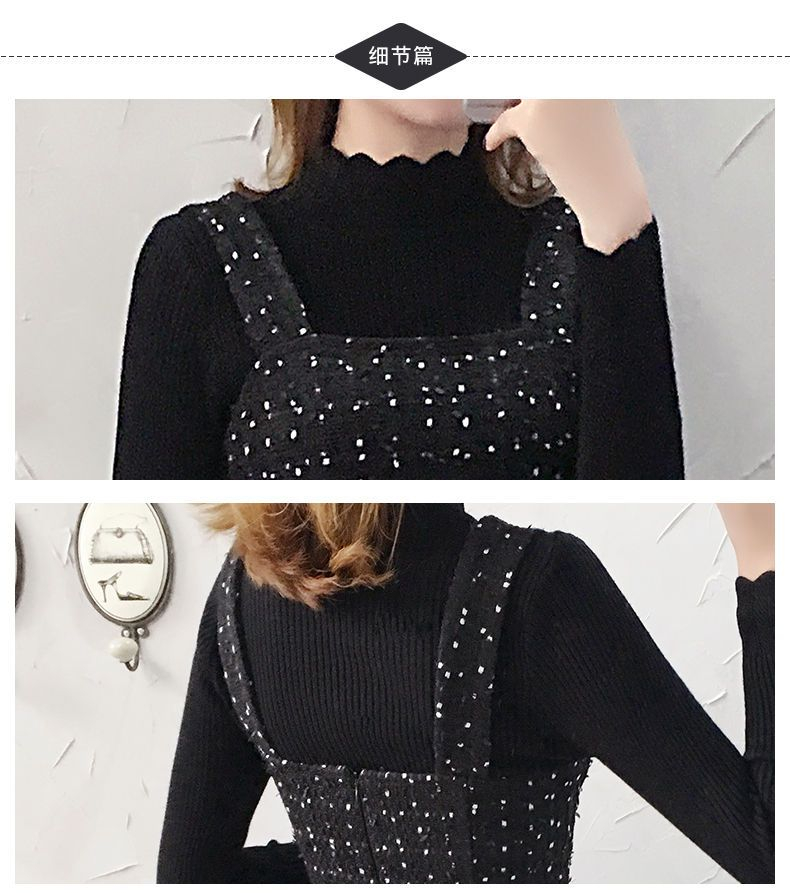 turtleneck and pinafore