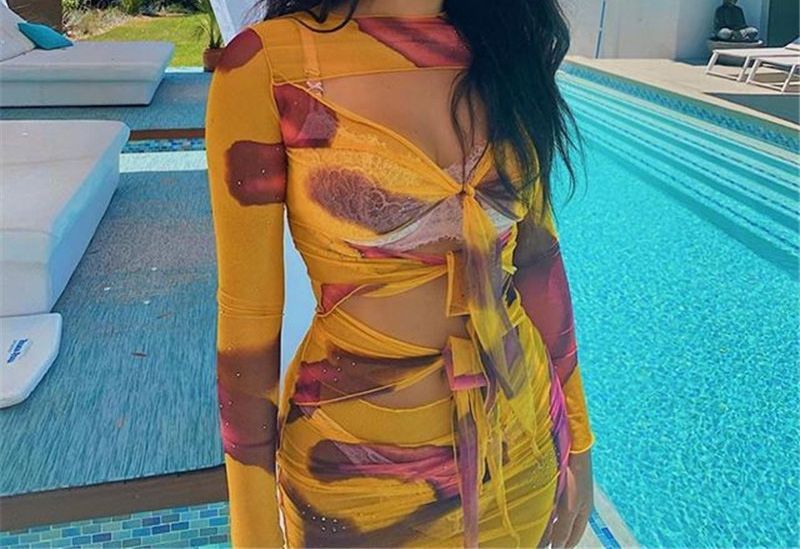 Through Cutout-Front Mini Dress | YesStyle