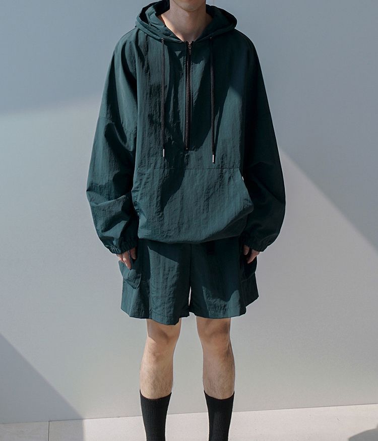 Half-Zip Hooded Windbreaker 