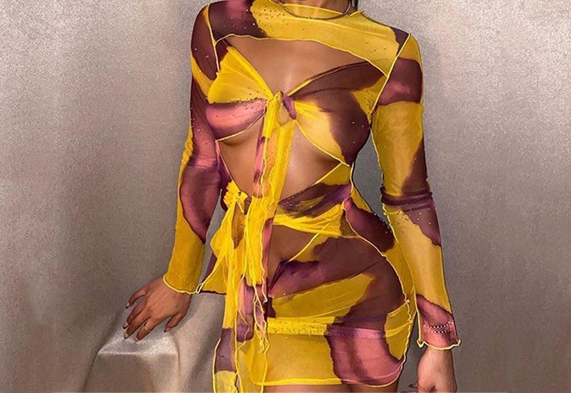 Through Cutout-Front Mini Dress | YesStyle