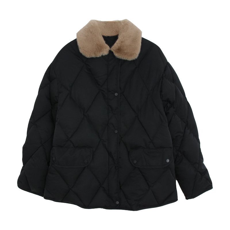 HANSHOW Fluffy Collar Quilted Jacket | YesStyle