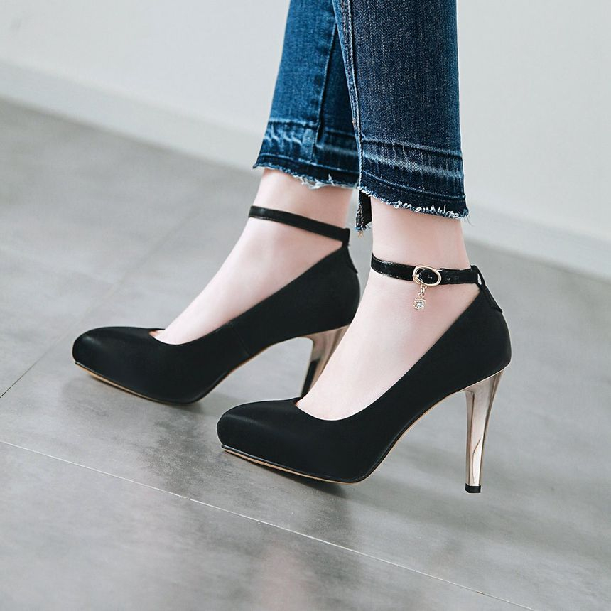 platform pumps with ankle strap