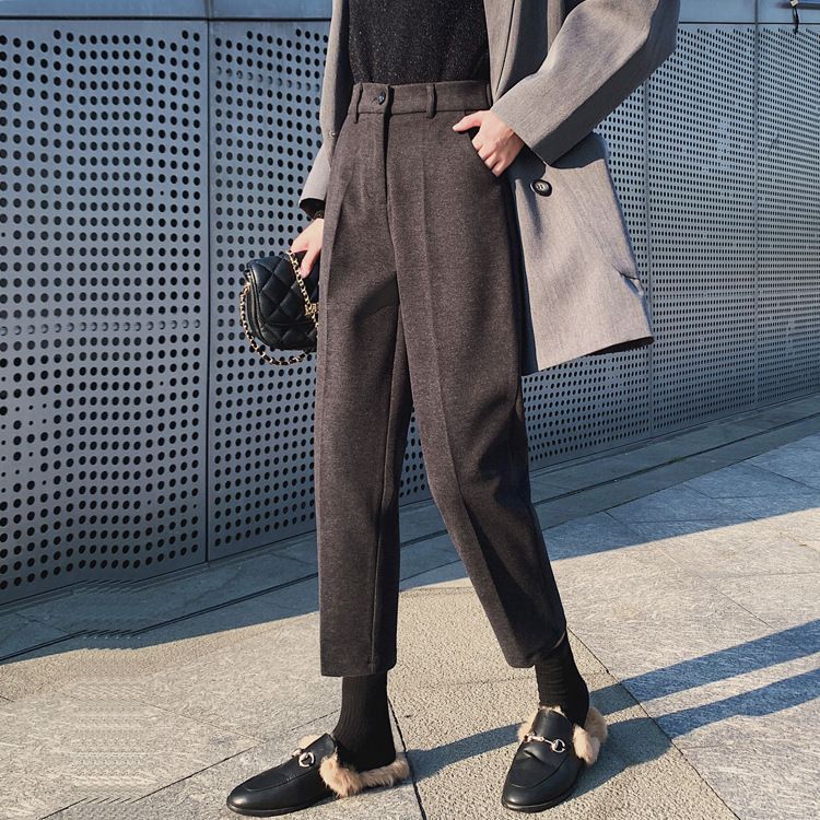 High-Waist Cropped Tapered Dress Pants 