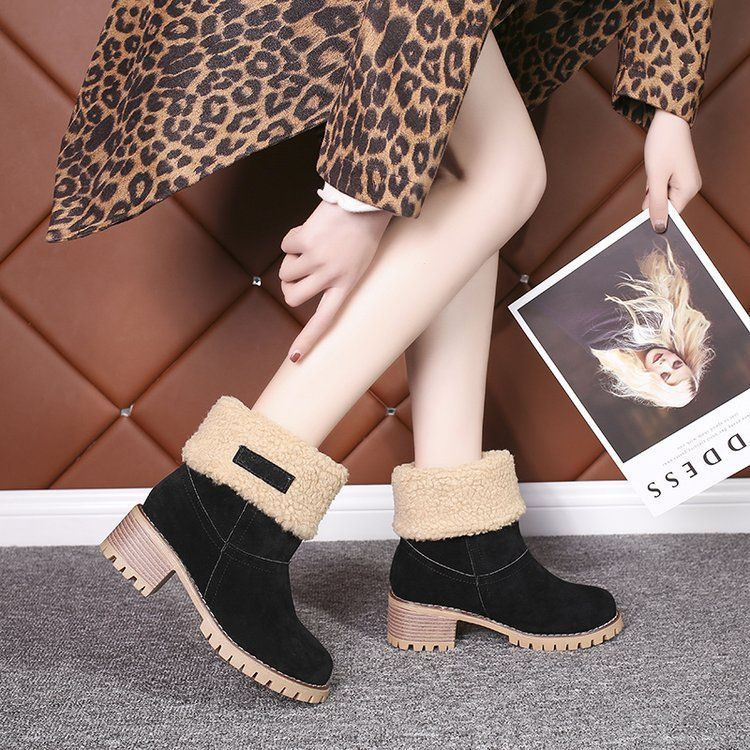 chunky heel snow boots