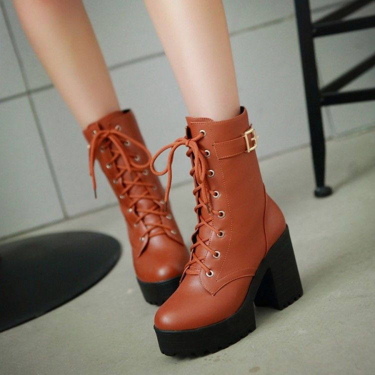 block heel platform boots