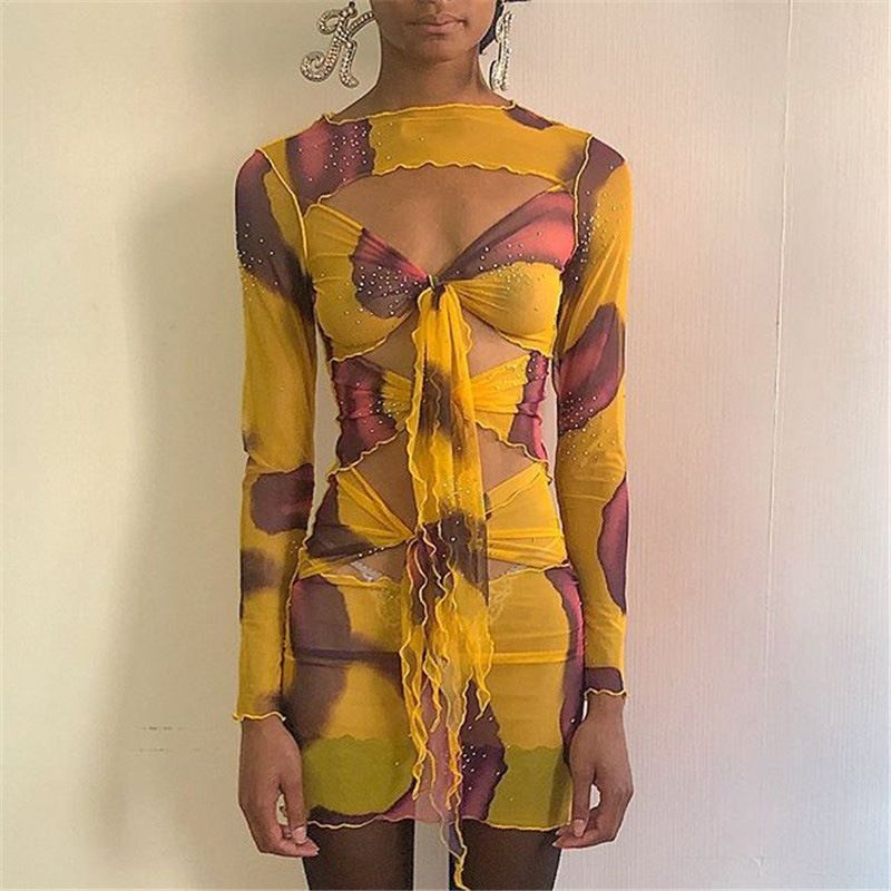 Through Cutout-Front Mini Dress | YesStyle