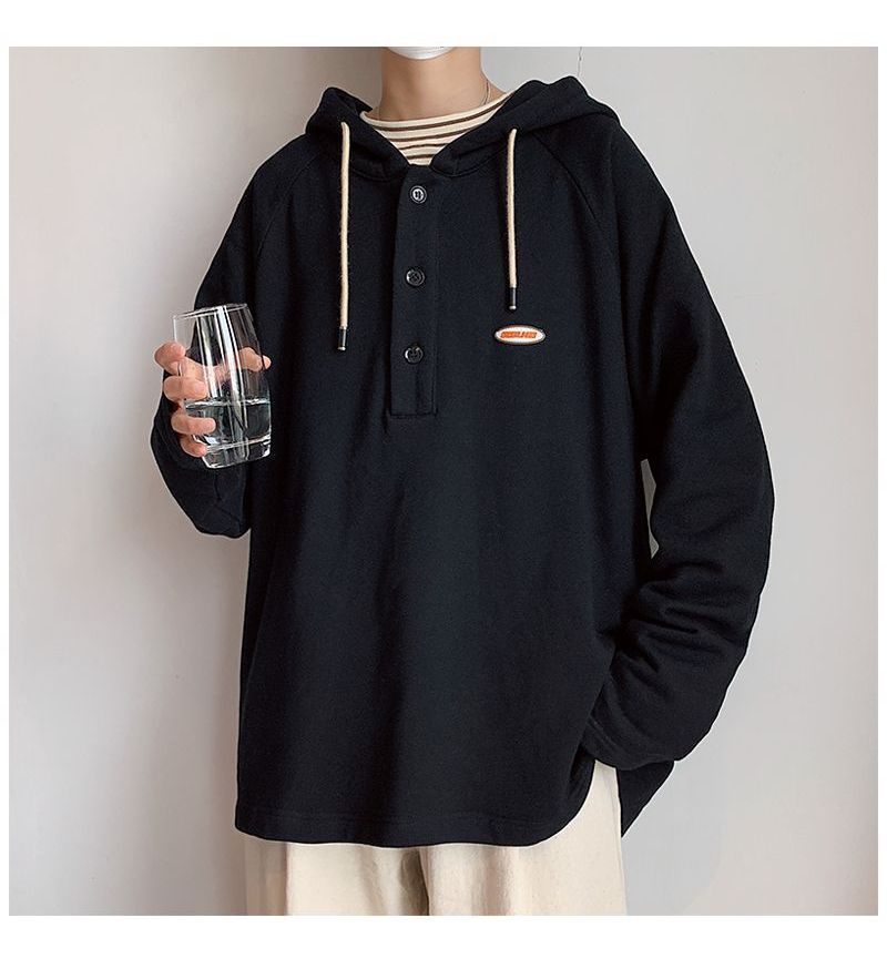 half button hoodie