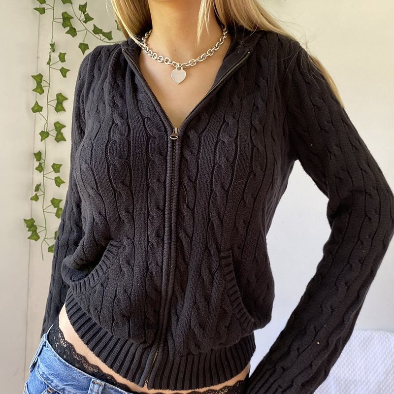 Honet - Cable-Knit Zip-Up Hoodie | YesStyle